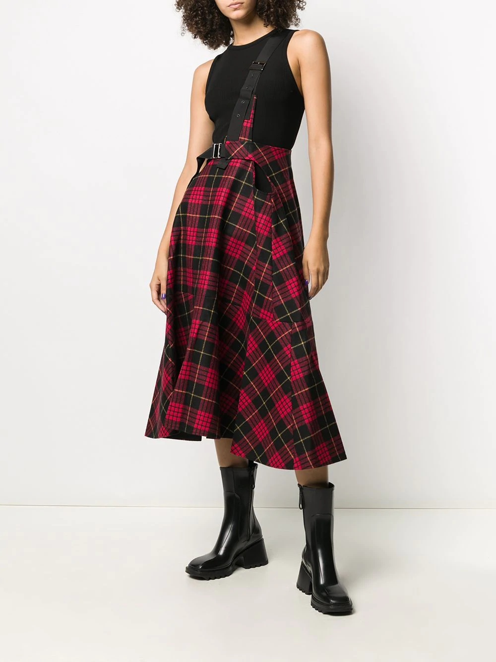 crossover strap tartan skirt - 2