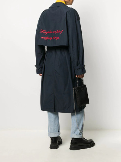 MSGM slogan-embroidered trench coat outlook