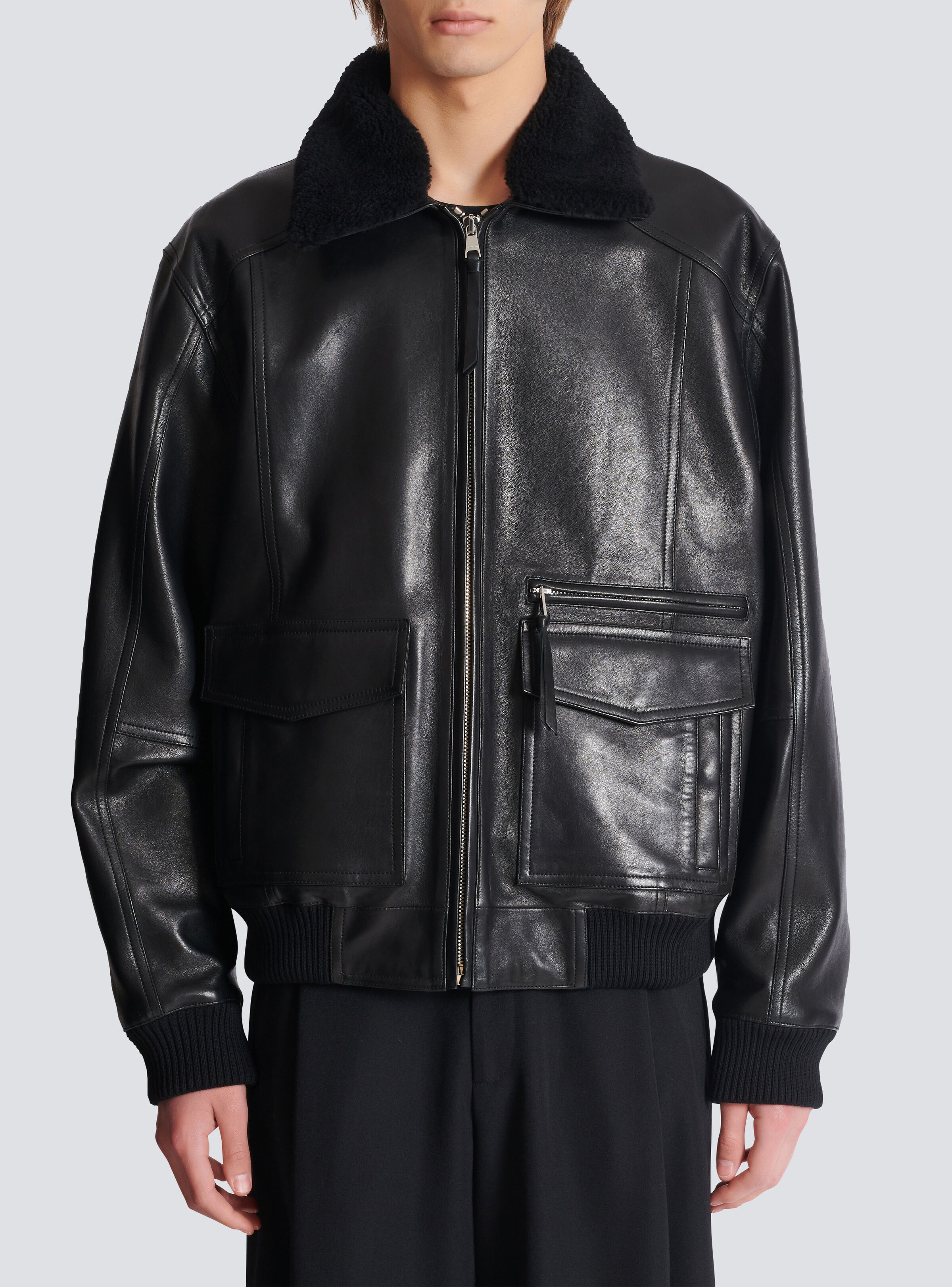 Lambskin aviator bomber jacket - 5
