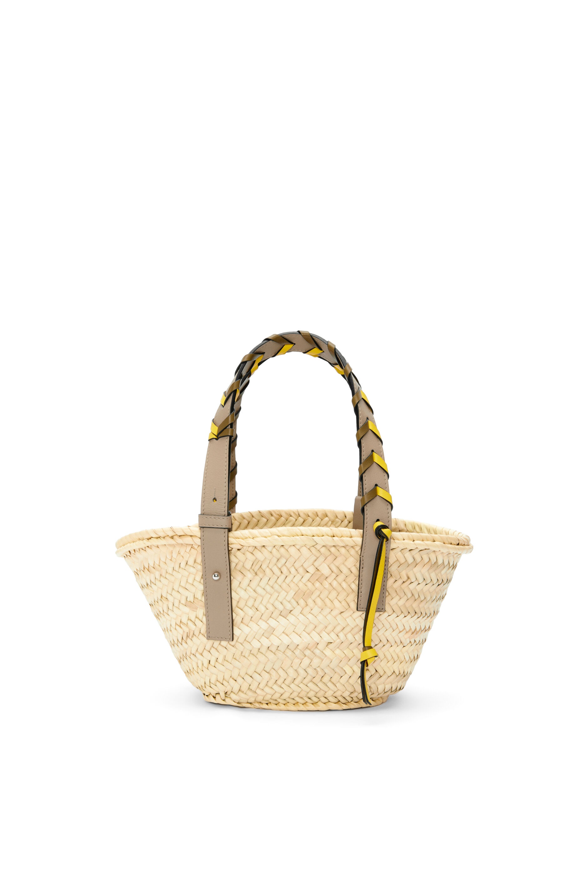 Small Basket bag in palm leaf with a braided handle in calfskin - 4
