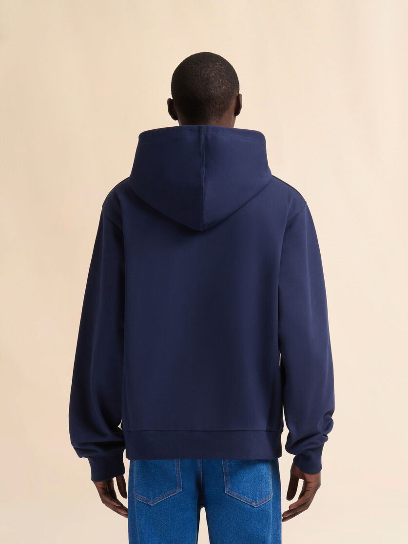 BLUE BIO COTTON HOODIE WITH MARNI PRINT - 3