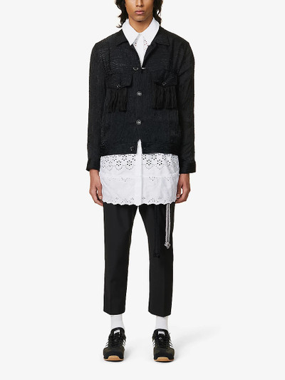 Song for the Mute Fringe-embellished boxy woven overshirt outlook
