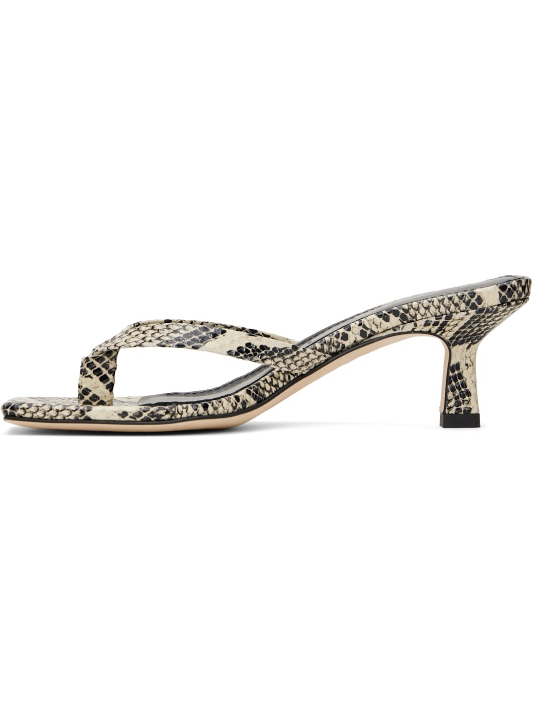 Off-White & Black Wilma Leather Toe-Post Heeled Sandals - 3