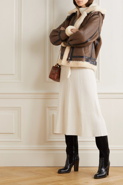 Chloé Hooded leather-trimmed shearling jacket outlook