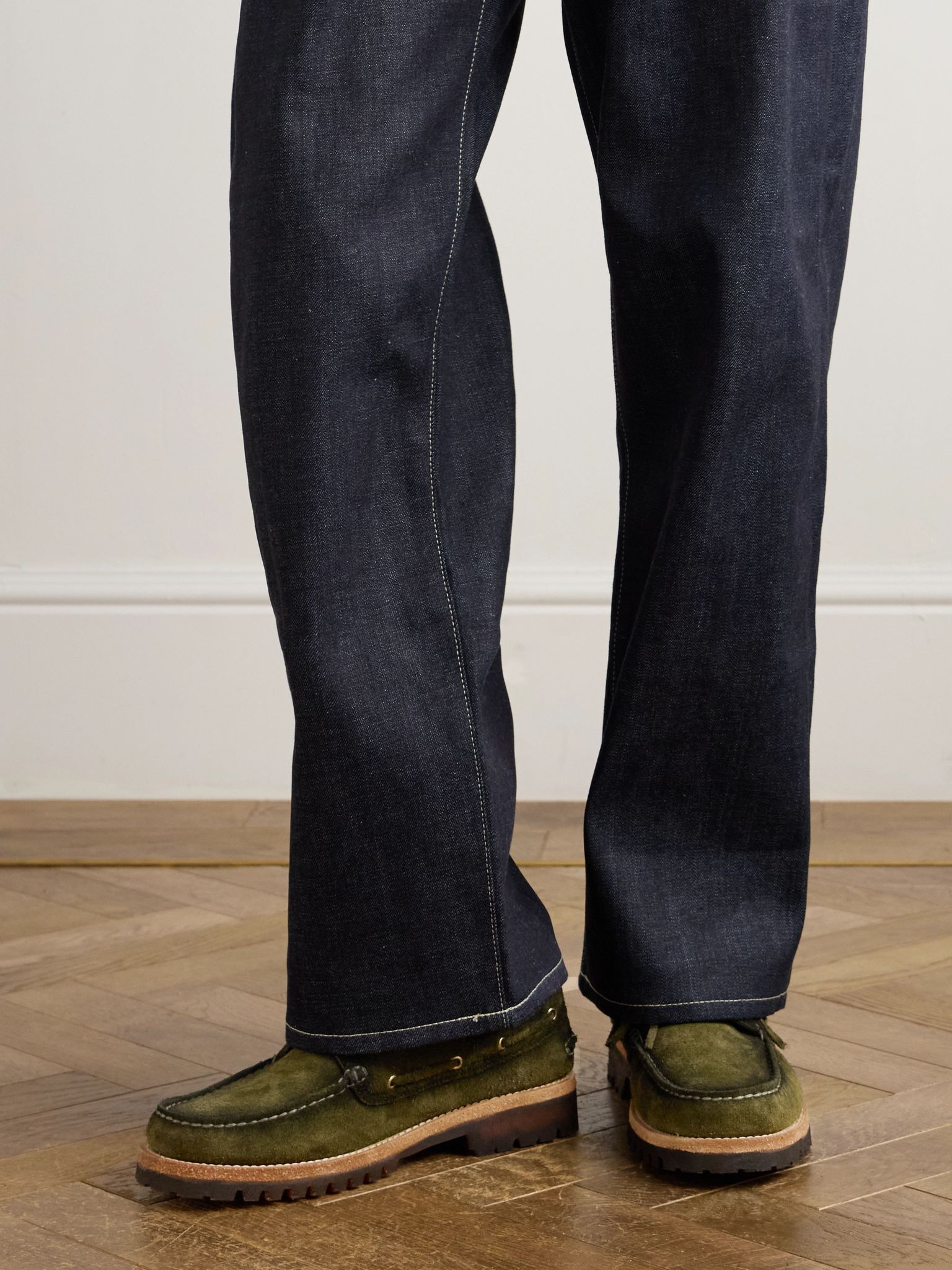 Heritage Flexi 001 Brushed-Suede Loafers Green - 2