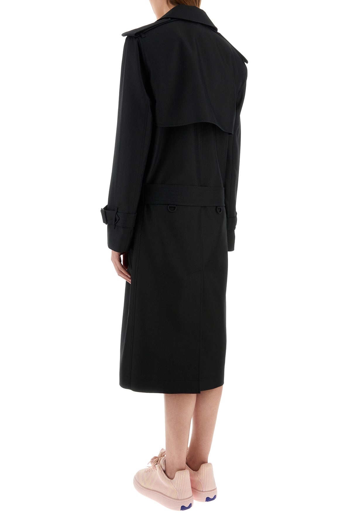 Black silk blend trench coat - 4