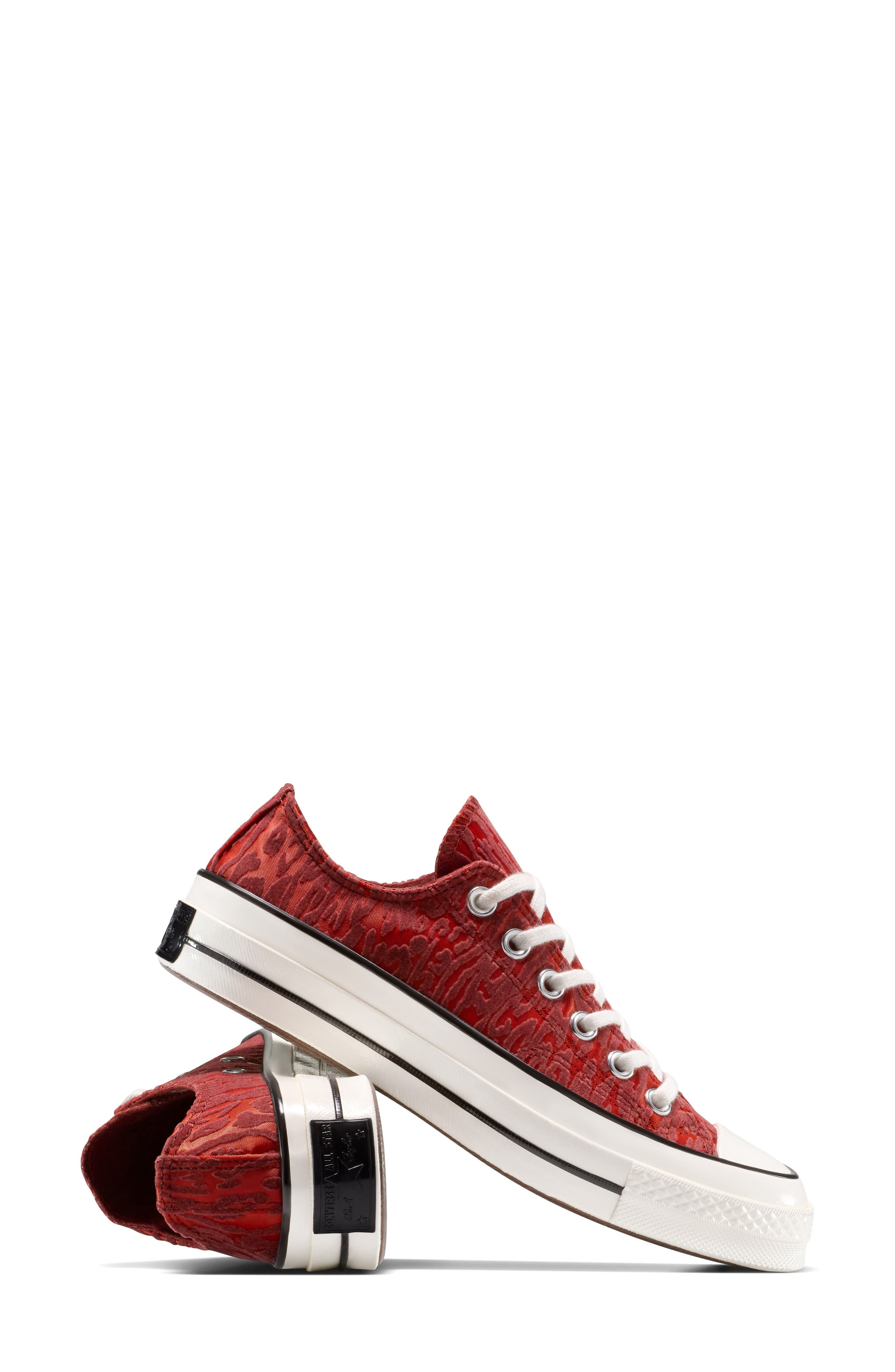 Converse Gender Inclusive Chuck 70 Leopard Flocked Satin Low Top Sneaker in Rottin Apple/By The Camp - 9