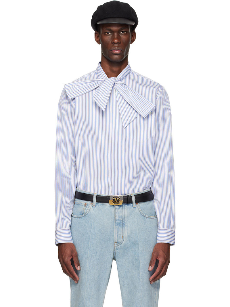 Blue & White VLogo Signature Classic Stripe Shirt 1