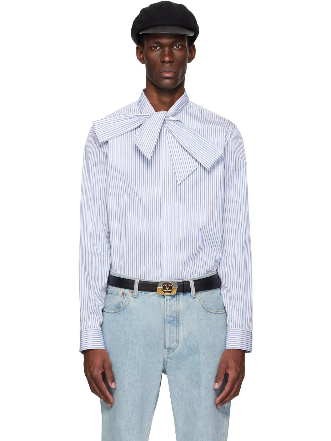 Blue & White VLogo Signature Classic Stripe Shirt - 1