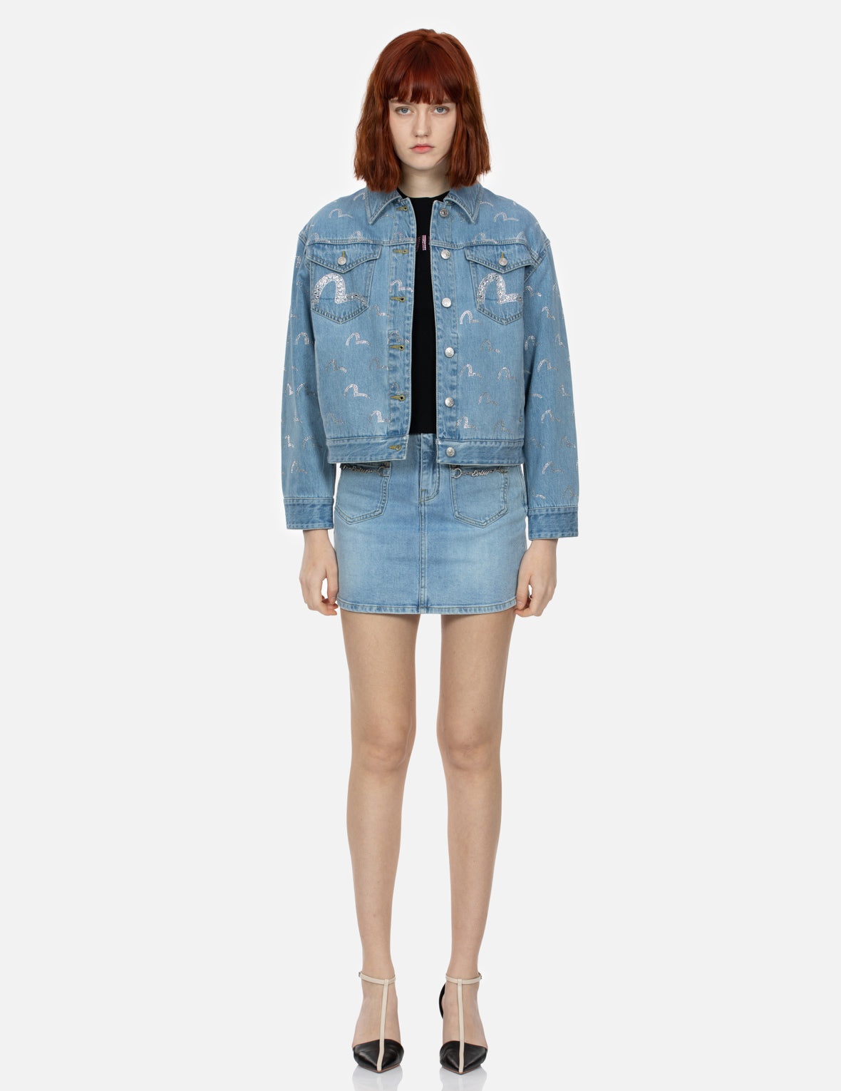 Foil Print Daicok Regular Fit Denim Skirt - 5