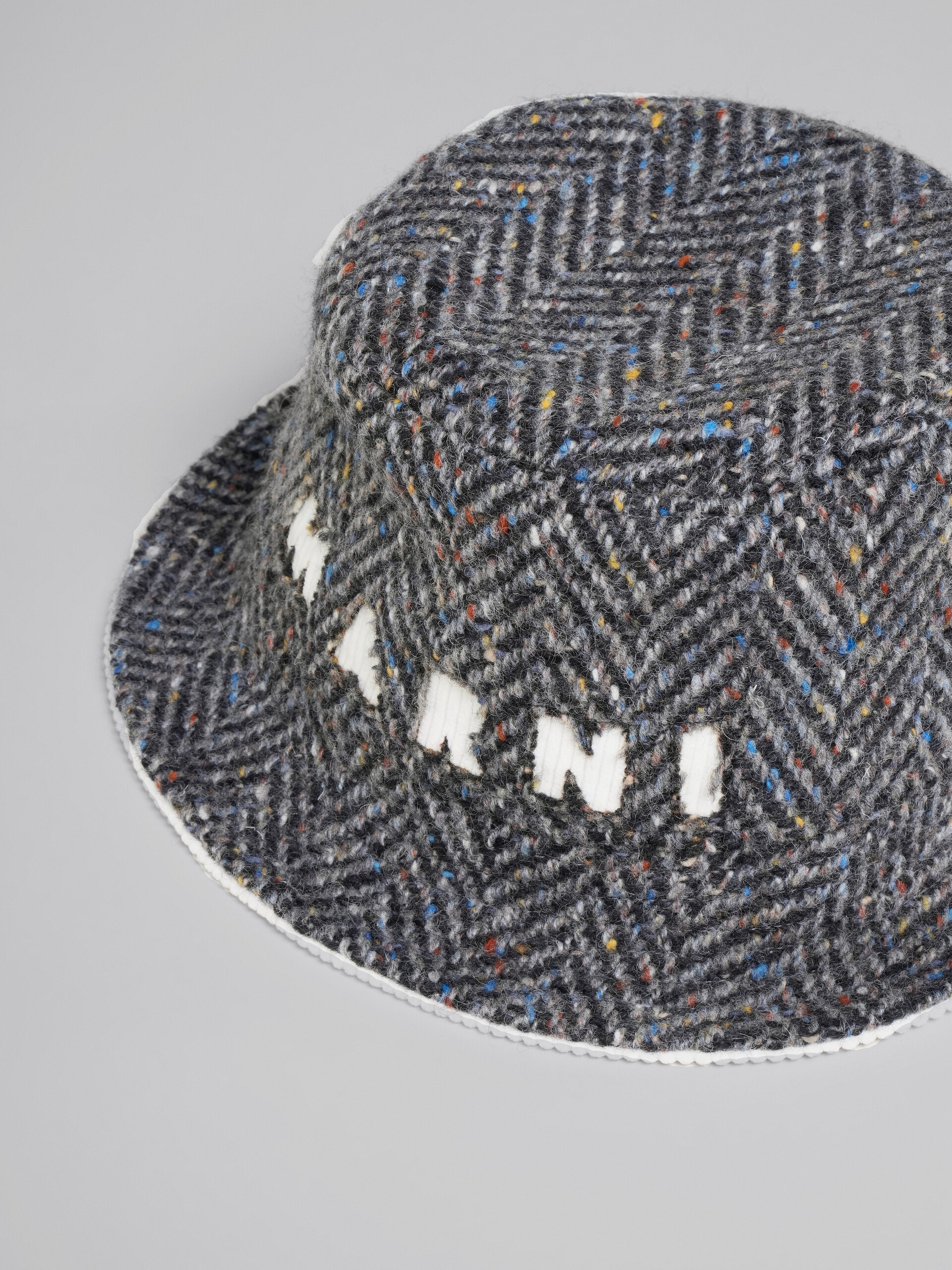 GREY CHEVRON WOOL BUCKET HAT - 4