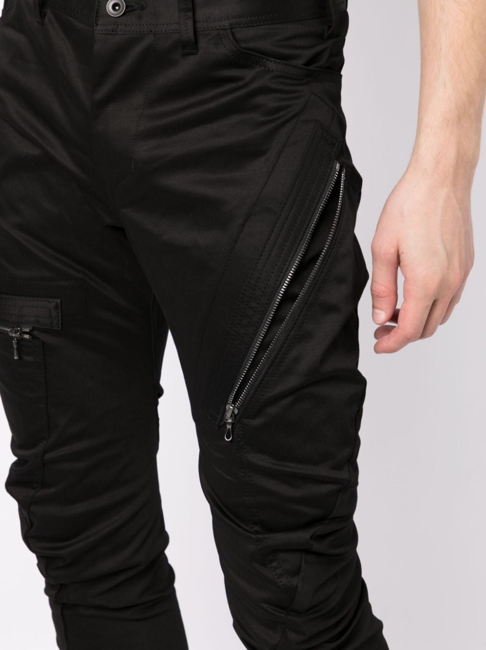 zip-pocket satin skinny trousers - 5
