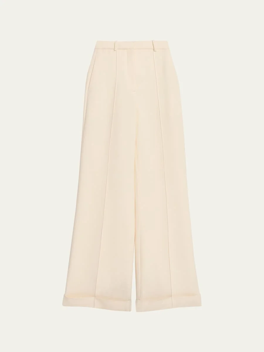 High-Rise Cuffed Wide-Leg Trousers - 1
