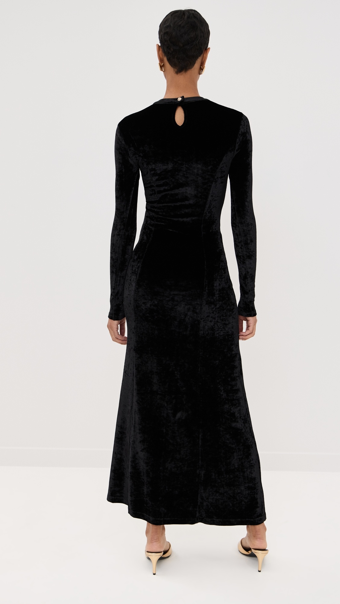 Long Draped Dress in Velvet - 3