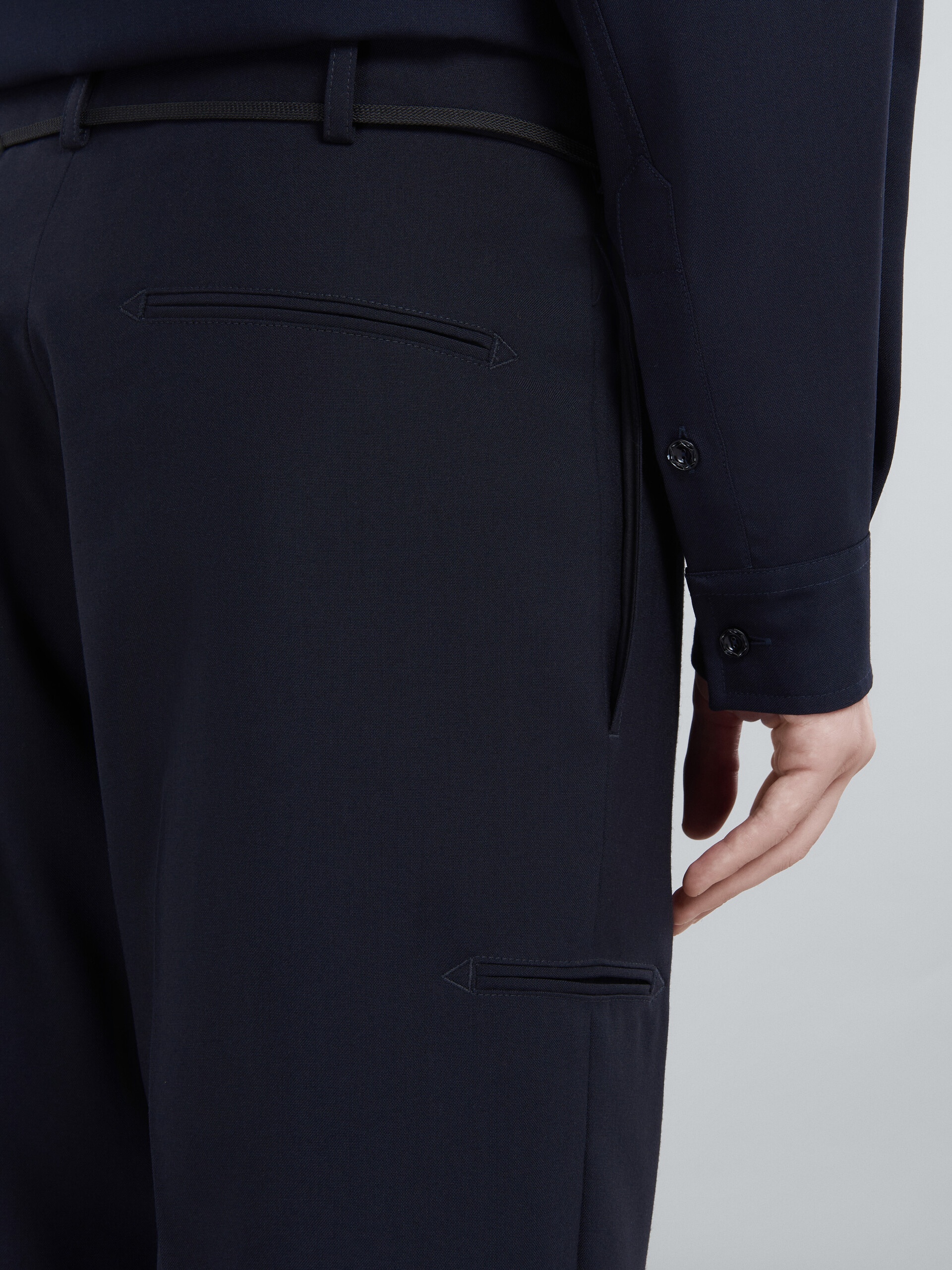 BLUE TROPICAL WOOL TROUSERS - 4