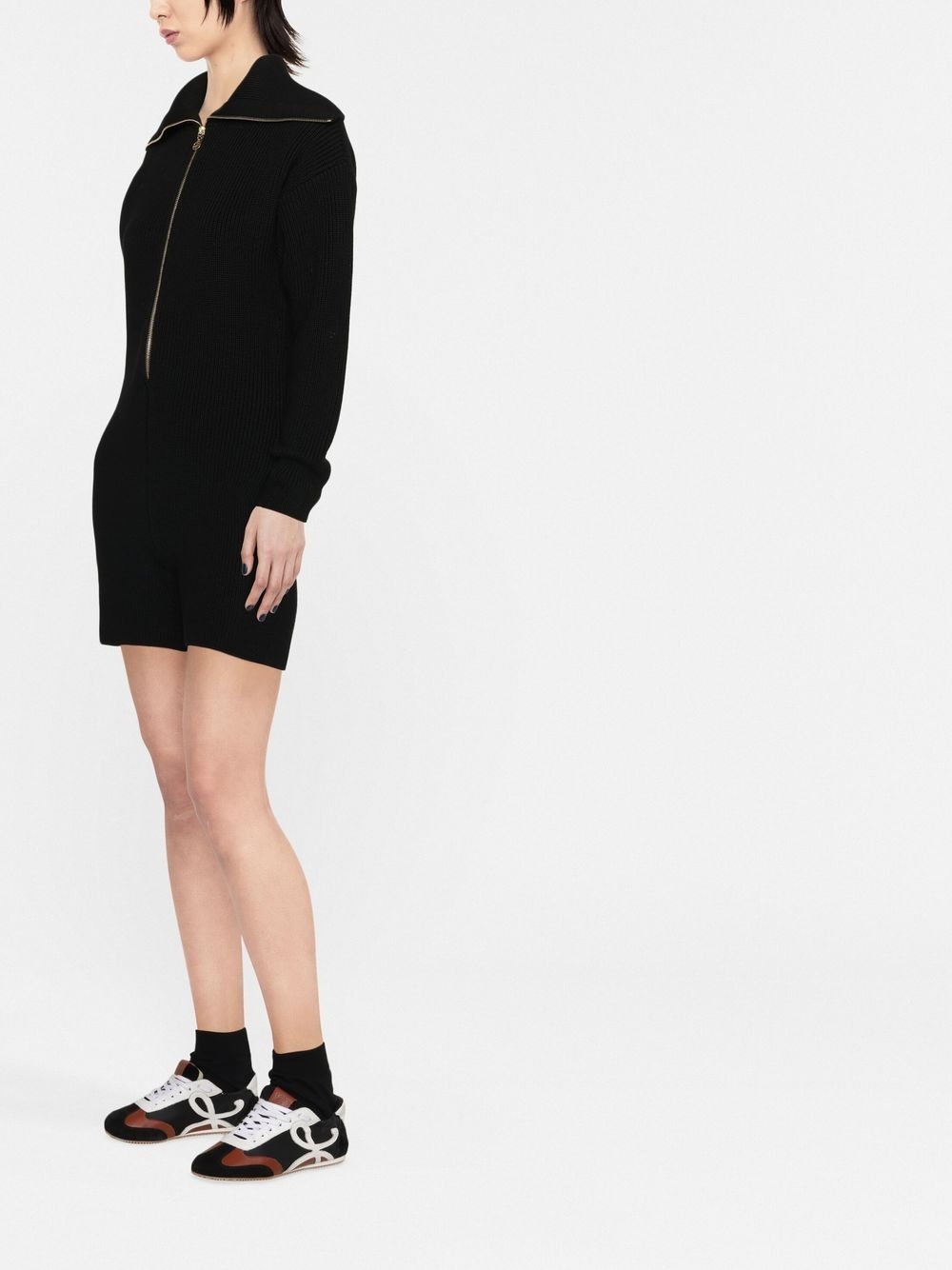 ribbed-knit long-sleeved playsuit - 4