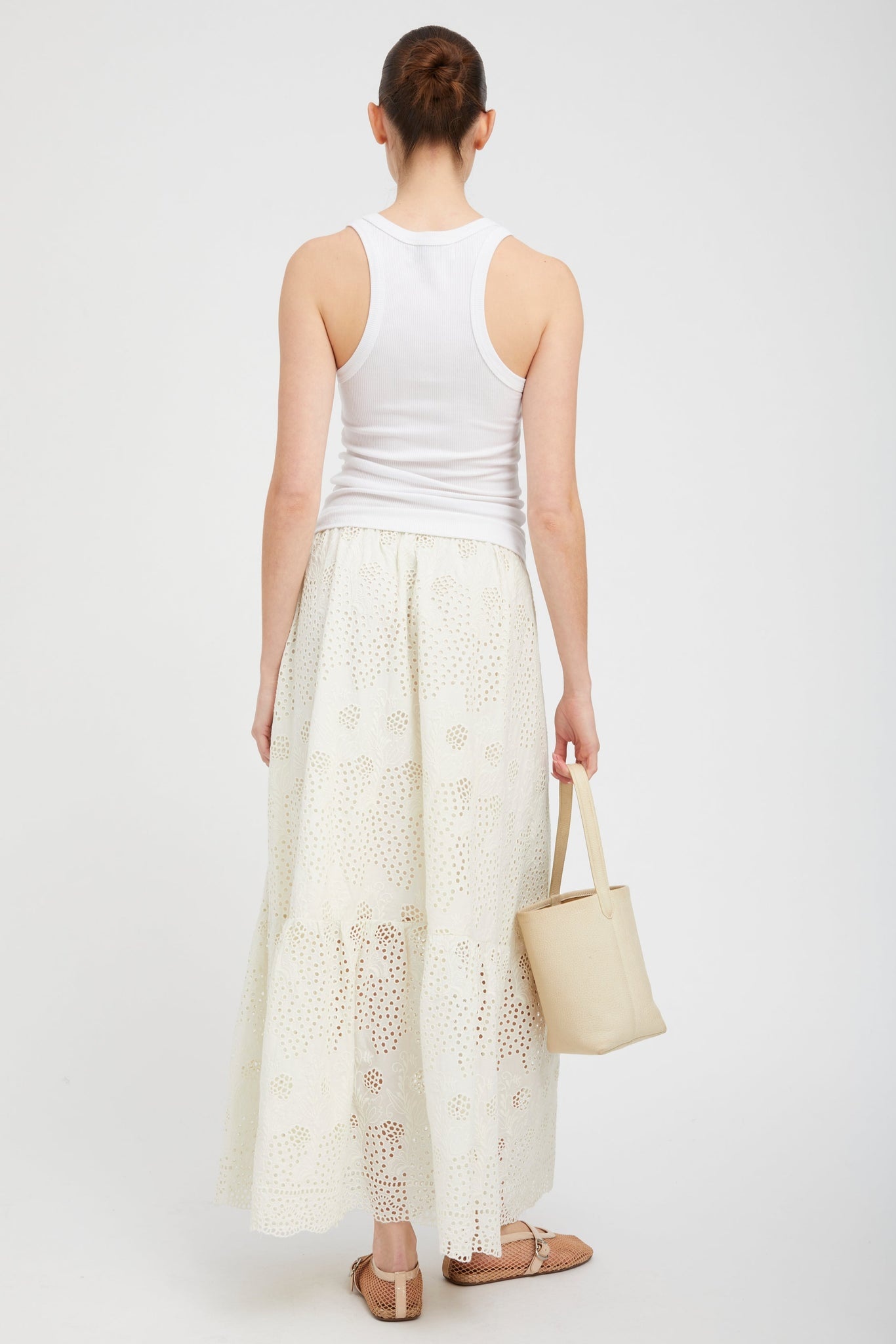 WHITE EYELET ALI MAXI SKIRT - 4