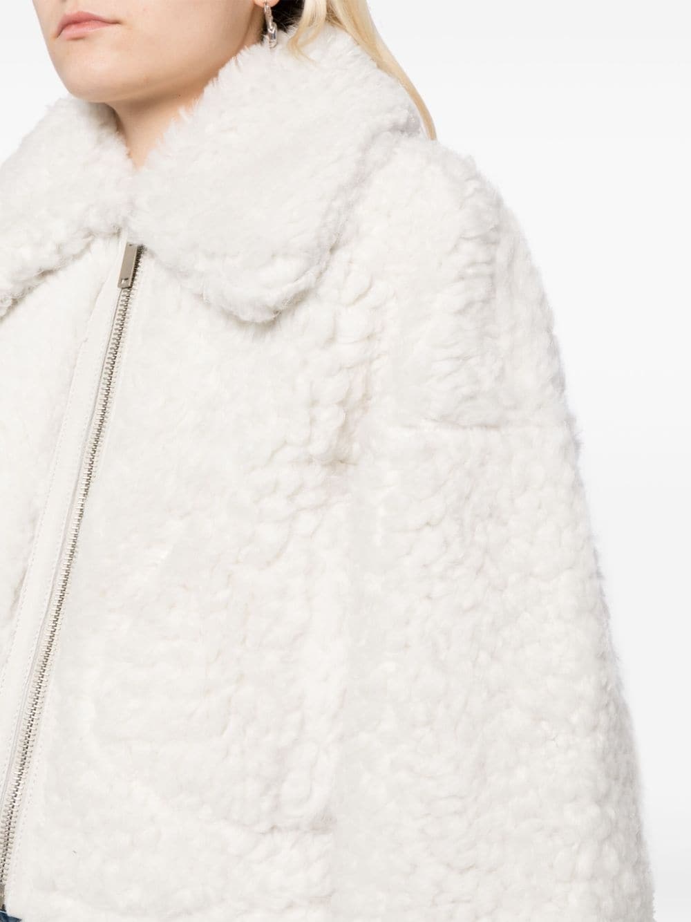 cropped shearling jacket - 5