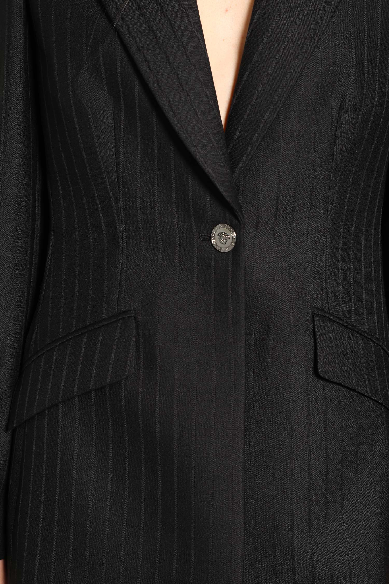 Wool Pinstripe Dv Blazer - 5