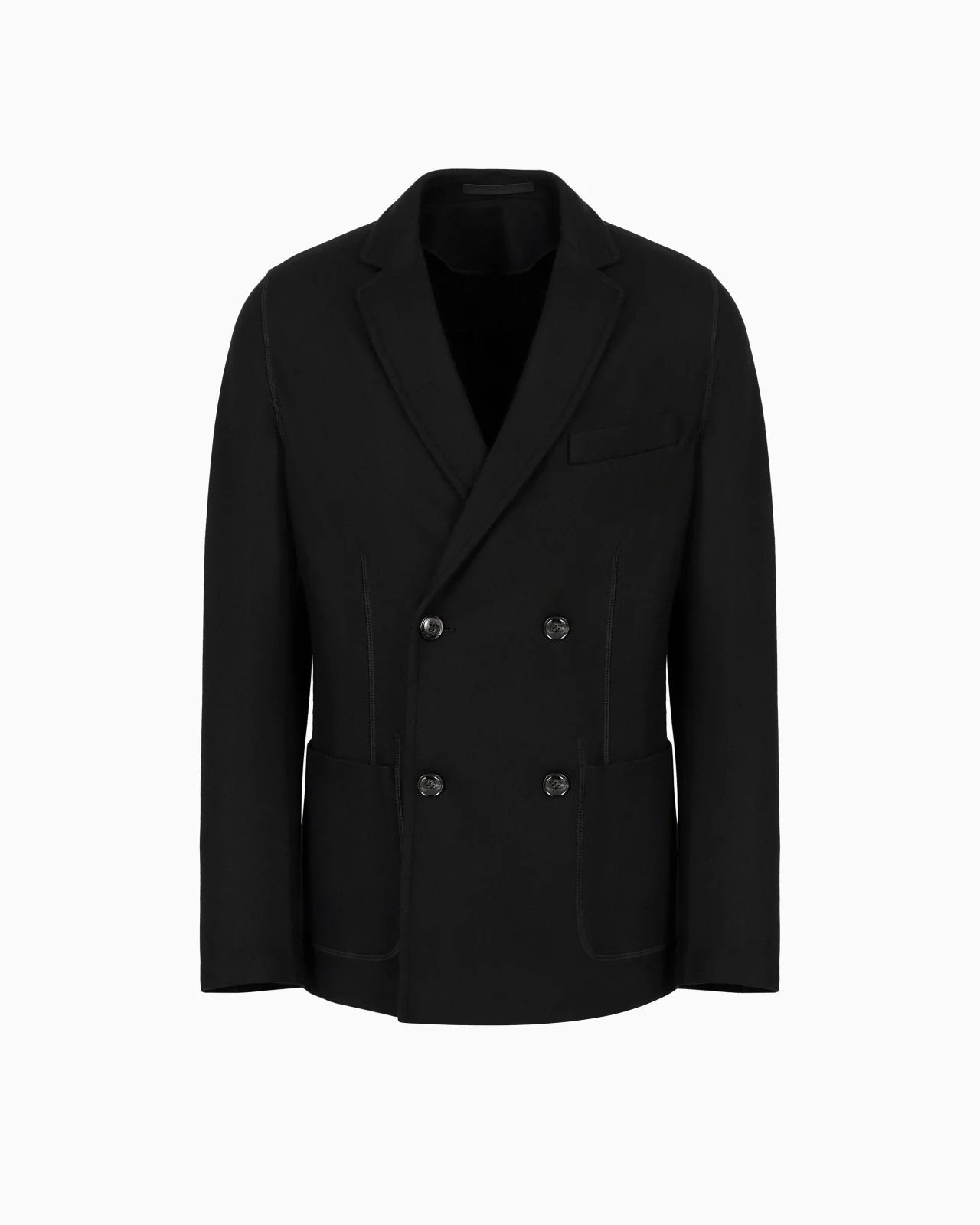 Icon double-breasted jacket in fulled cashmere interlock - 1