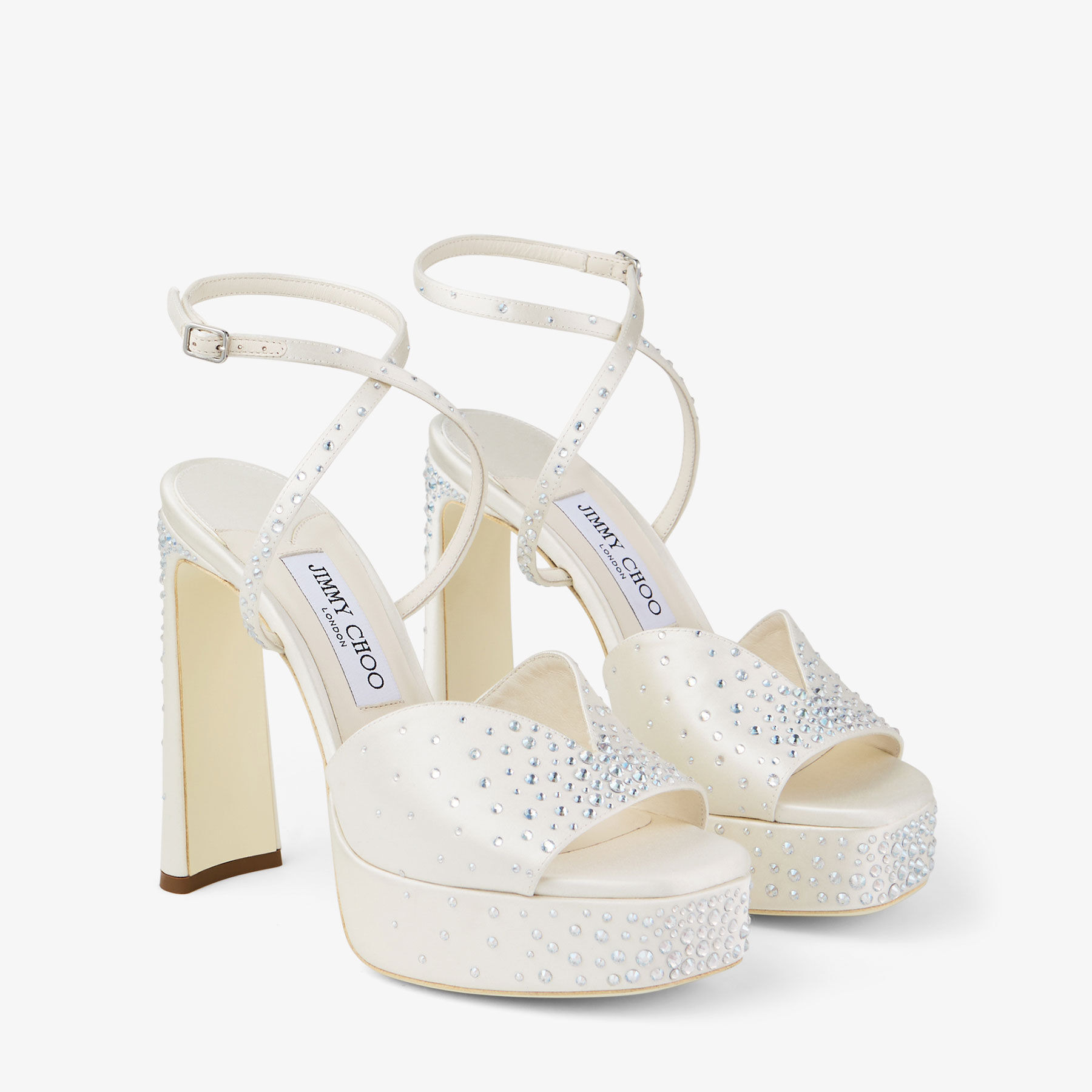 Karli Platform 125
Ivory Satin Crystal Platform Sandals - 3