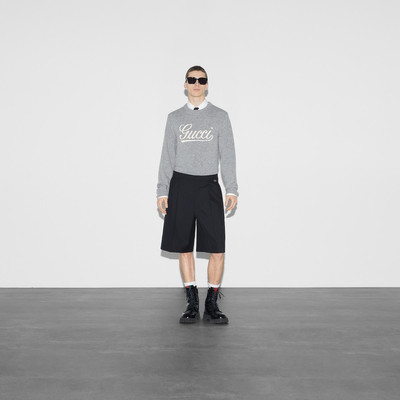 GUCCI Wool blend twill short with Web outlook