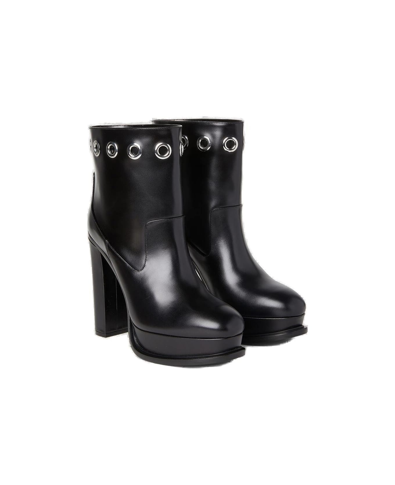 Eyelet Detailed Platform Boots - 3