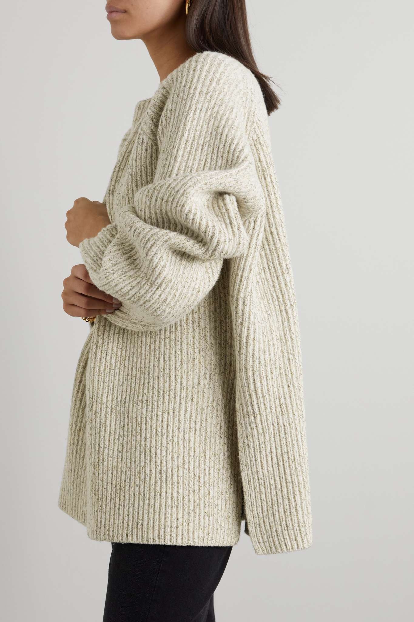 Ribbed wool and cotton-blend sweater - 3