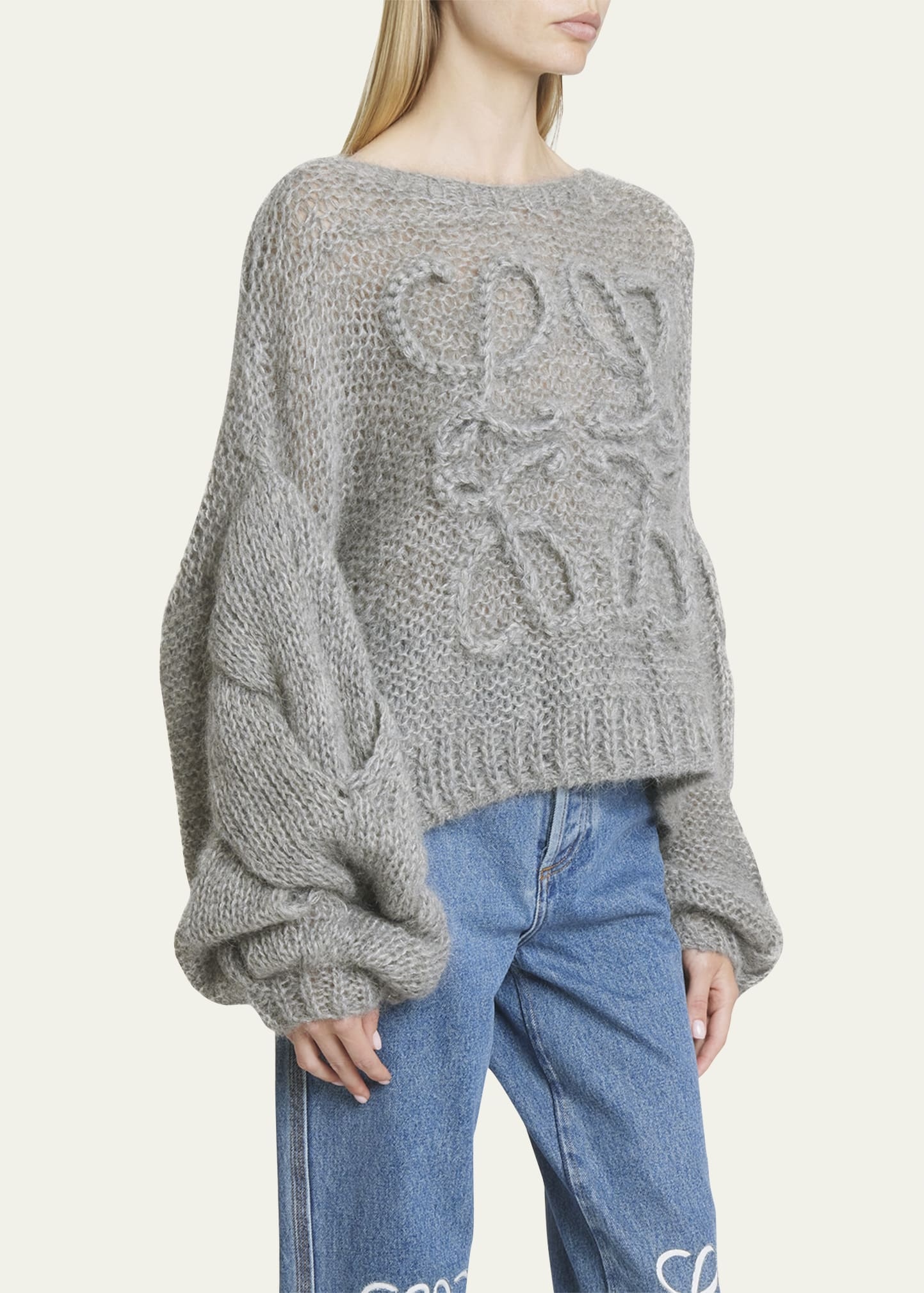 Anagram Cable-Knit Sleeve Sweater - 4