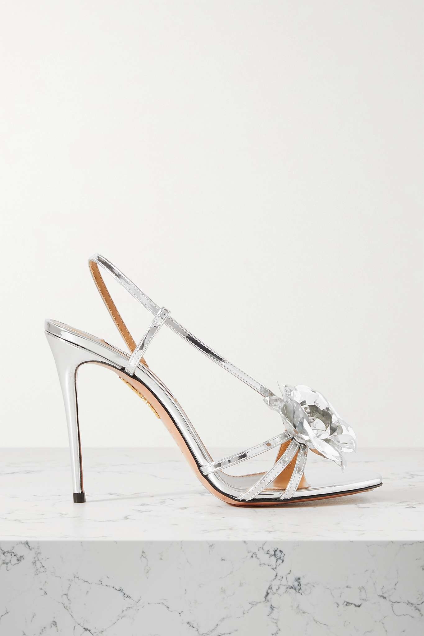Paris Rose 105 crystal-embellished metallic leather sandals - 1