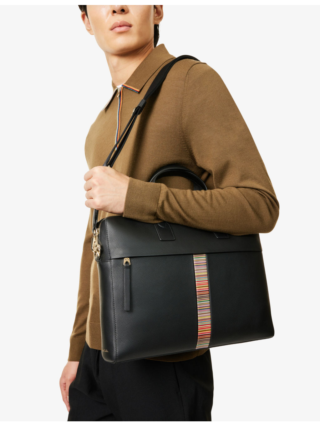 Signature Stripe Business double-zip leather folio - 2