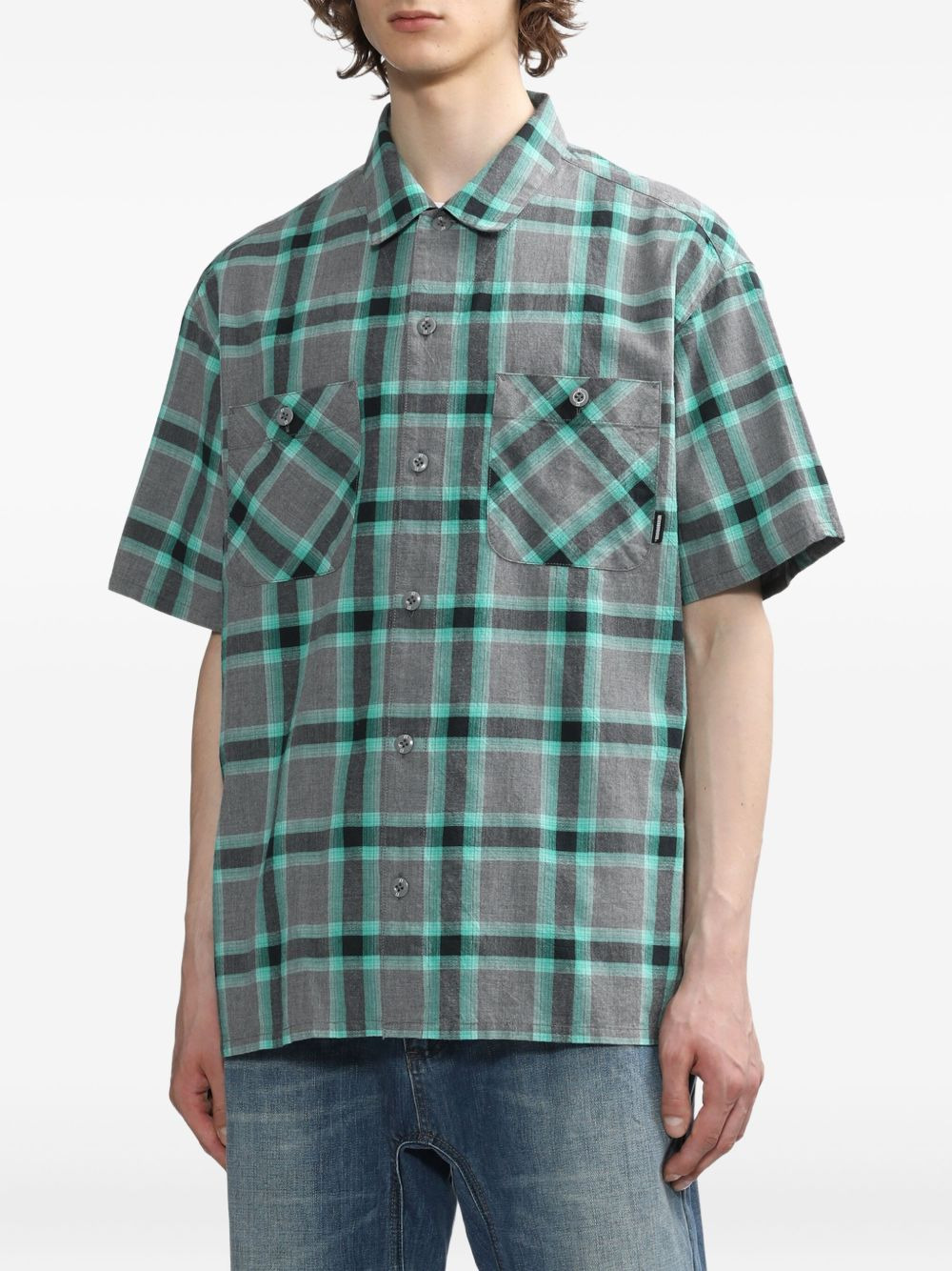 checked patch-pocket shirt - 3