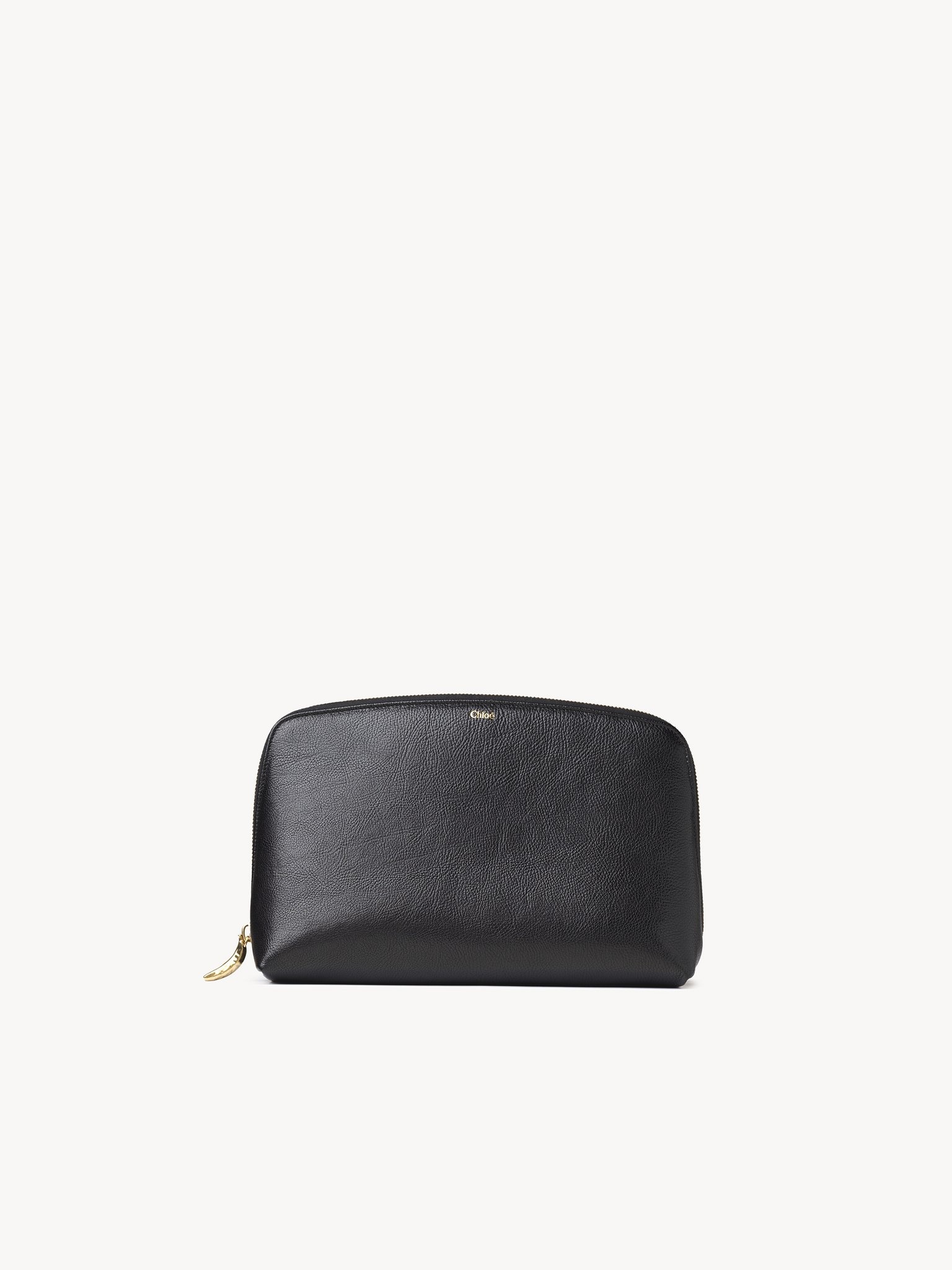 LARGE BANANA COSMETIC POUCH IN GRAINED LEATHER - 1