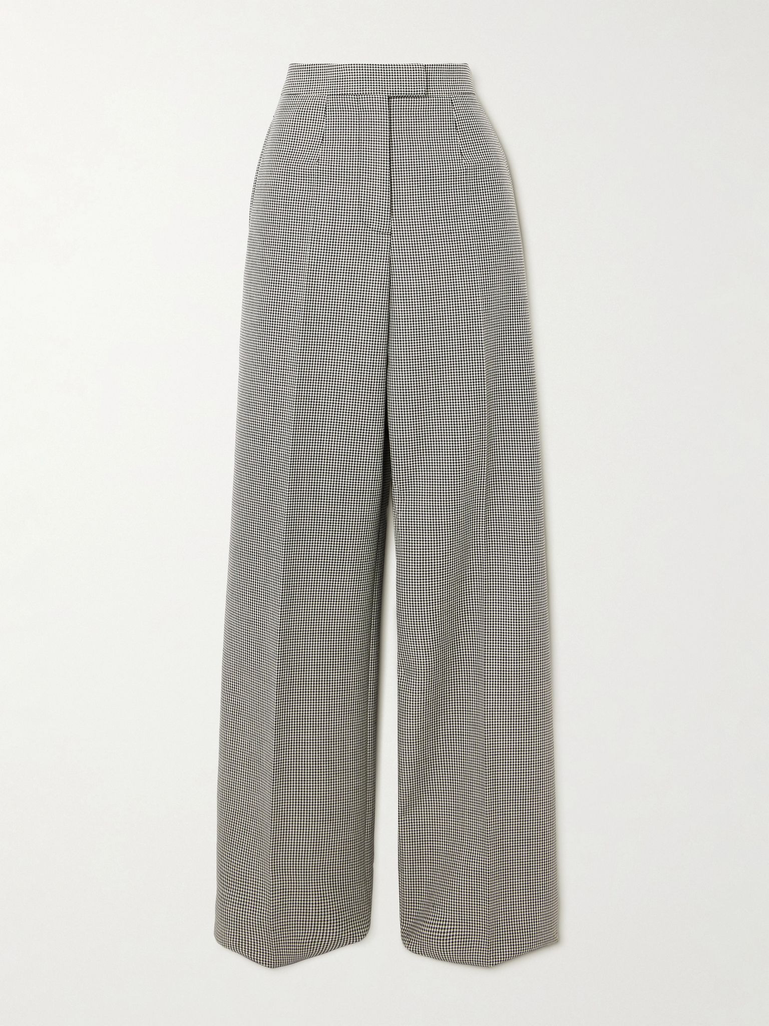 Pleated houndstooth wool and mohair-blend straight-leg pants Gray - 1