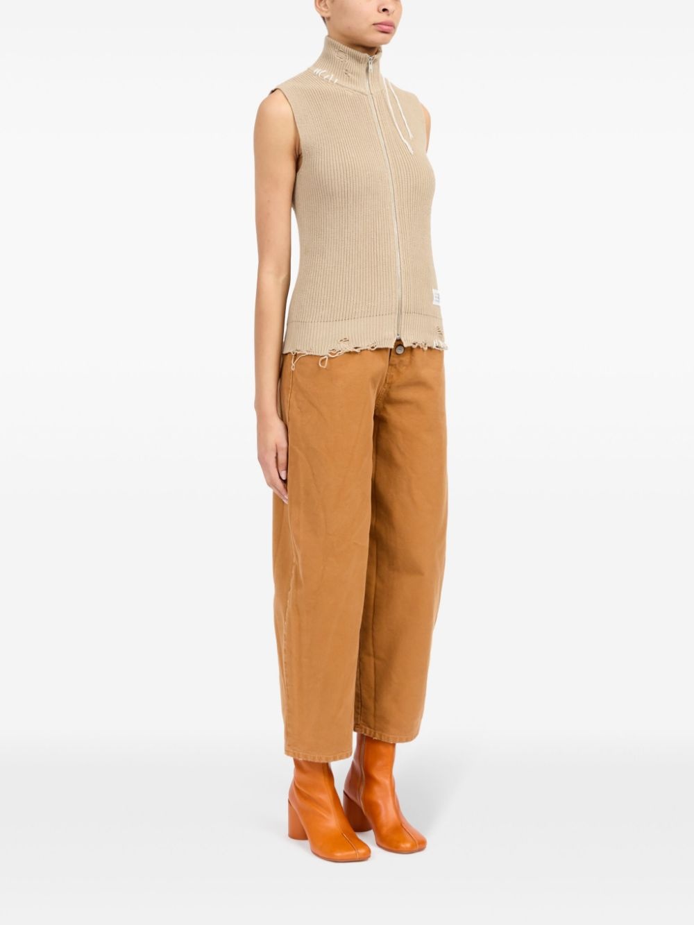 zip-up knitted top - 3