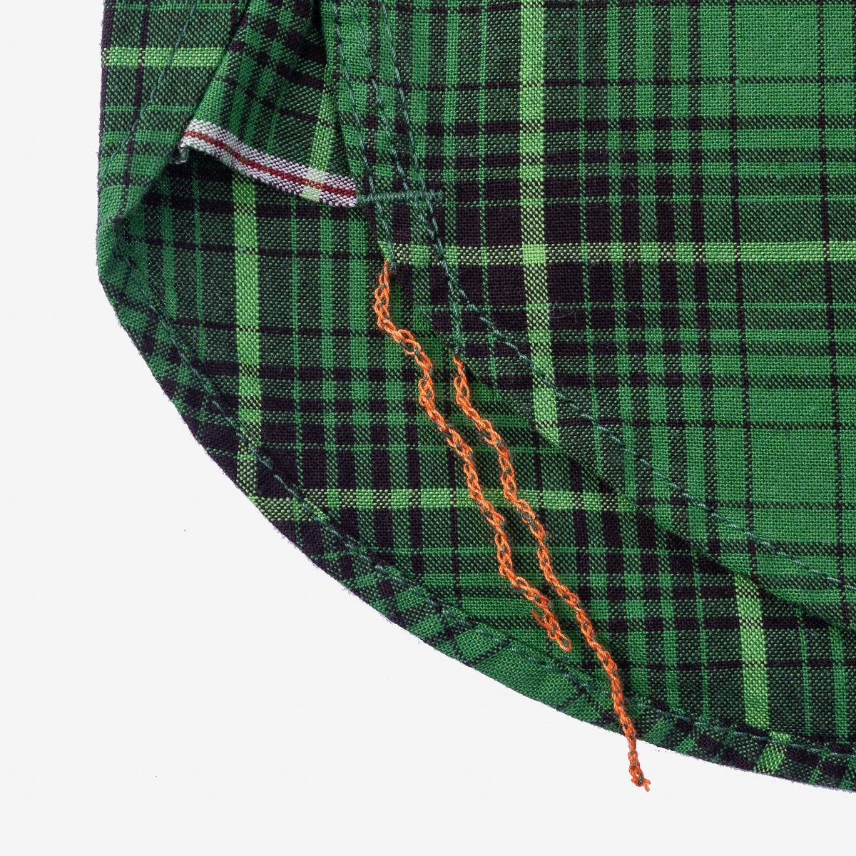 IHSH-392-GRN 5oz Selvedge Short Sleeved Work Shirt - Green Vintage Check - 9
