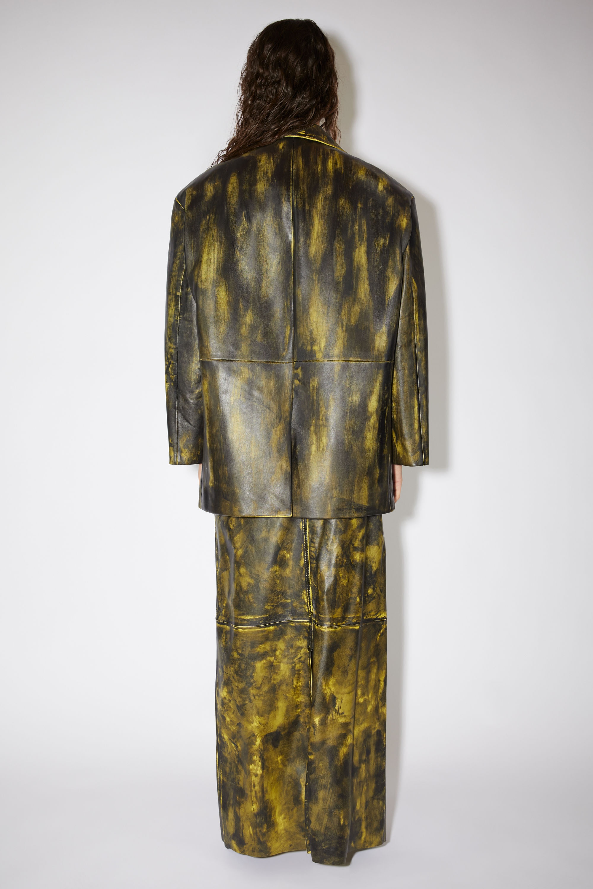 Painted leather jacket - Yellow/black - 4
