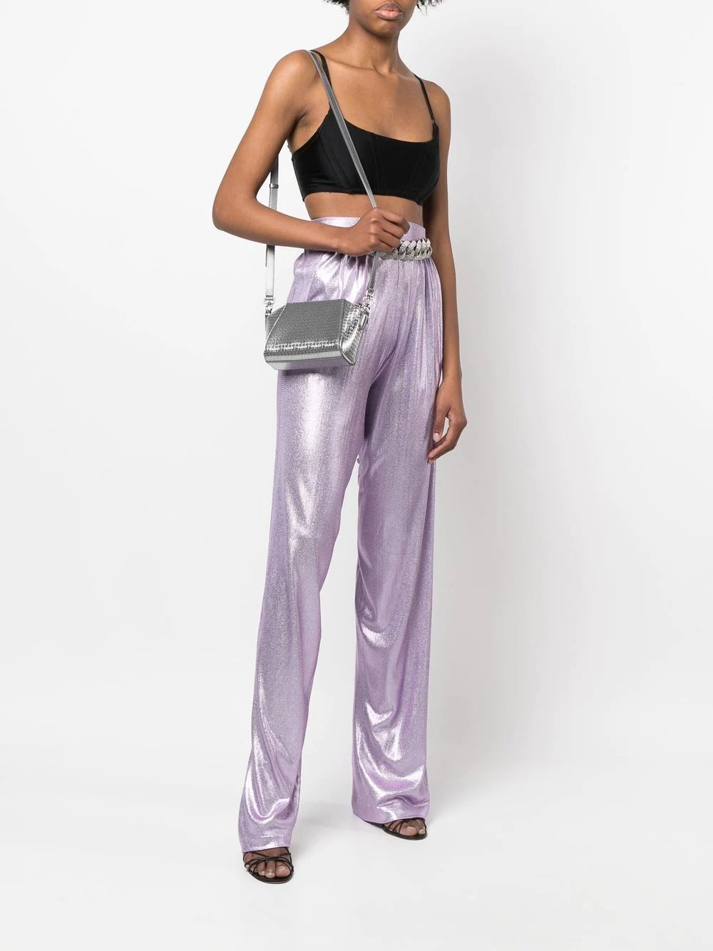 lurex wide-leg trousers - 2