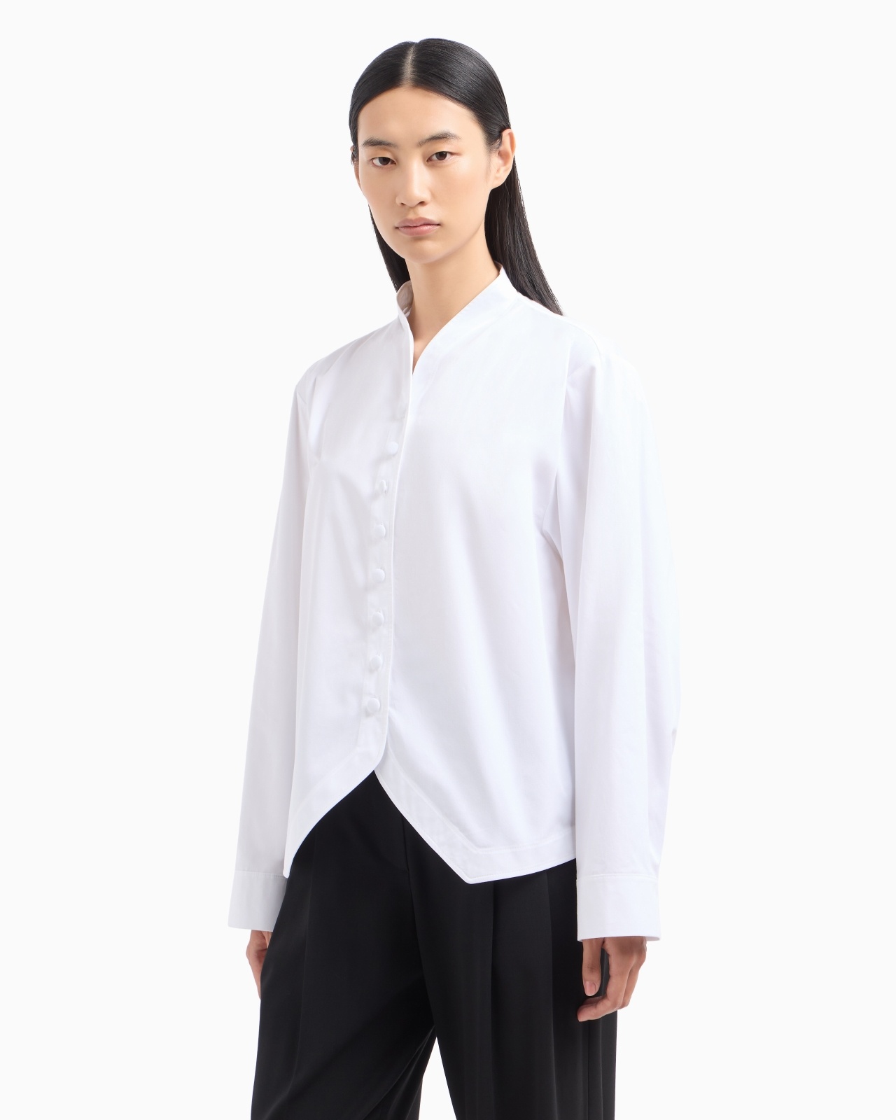 BRUSHED COTTON SHIRT WITH SHAPED HEM - 2
