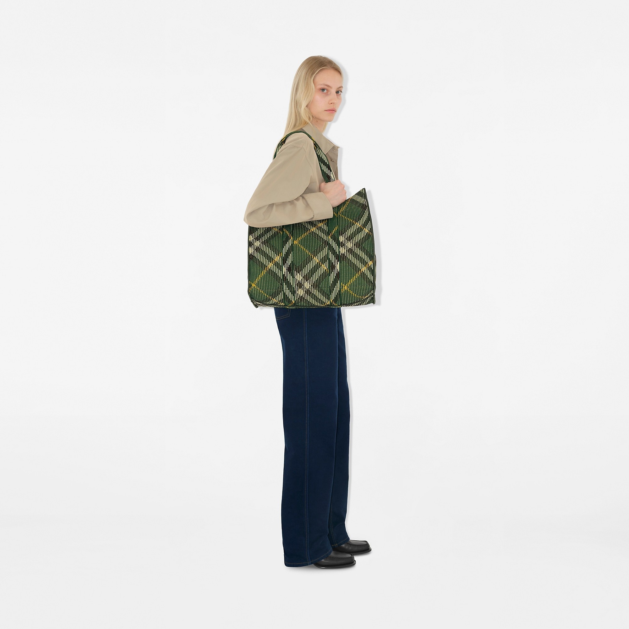Medium Check Knitted Tote - 3