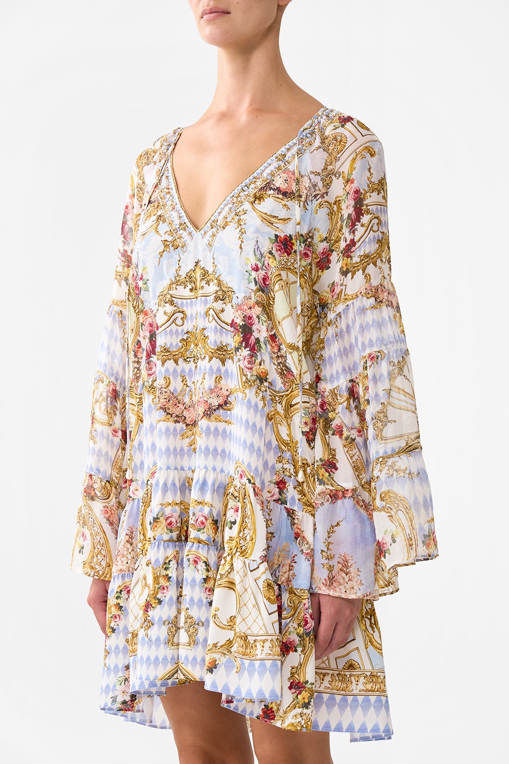 A-LINE GATHERED PANEL DRESS - 5