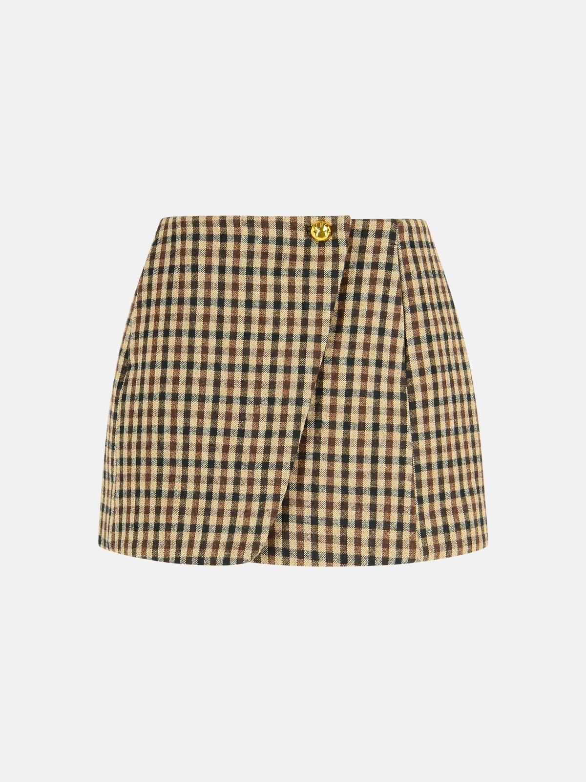 BROWN WOOL BLEND SKIRT - 1