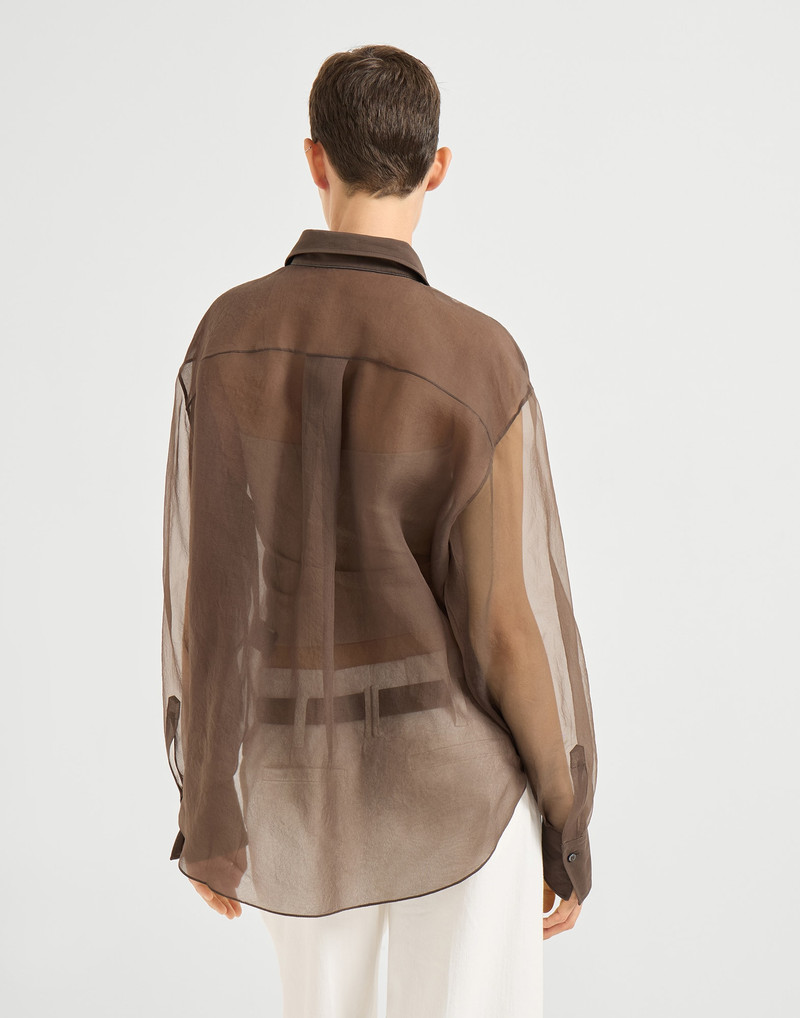 Brunello Cucinelli Crispy silk shirt with monili outlook
