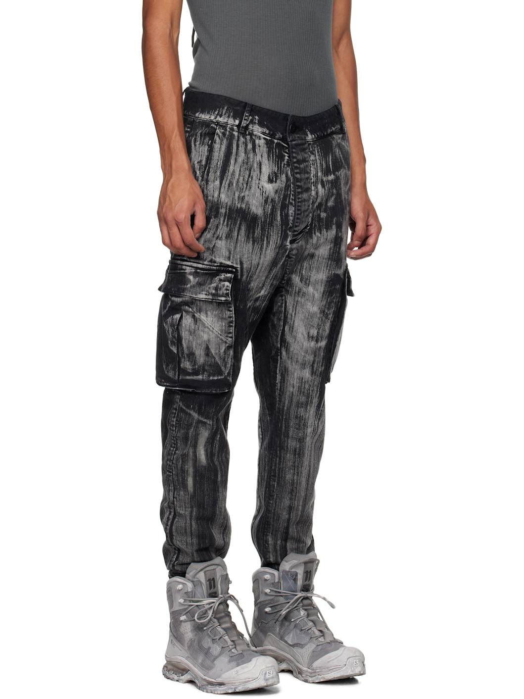 Black P21B Denim Cargo Pants - 2