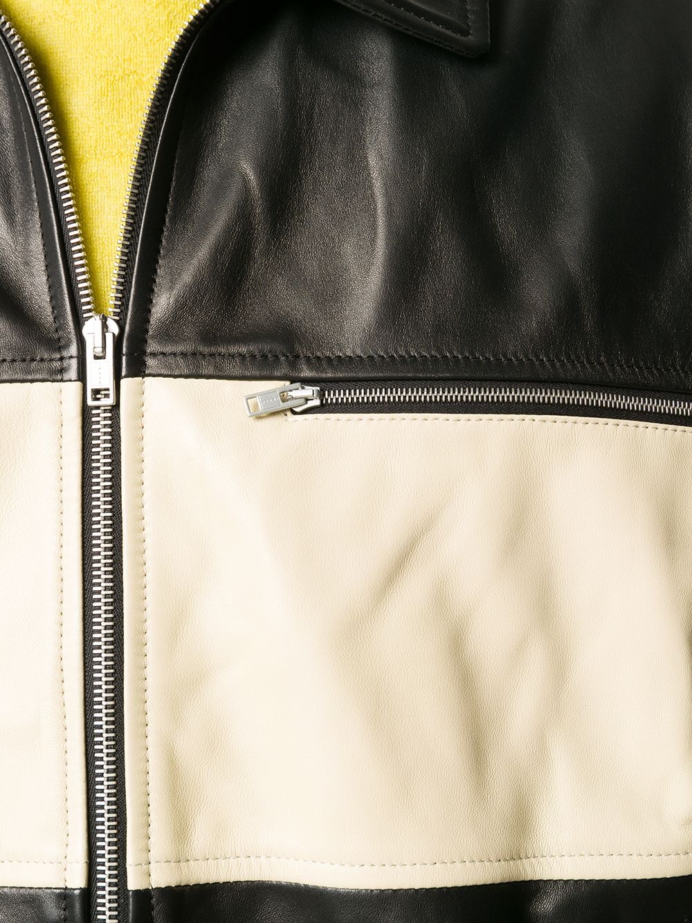 two-tone zipped leather jacket - 5