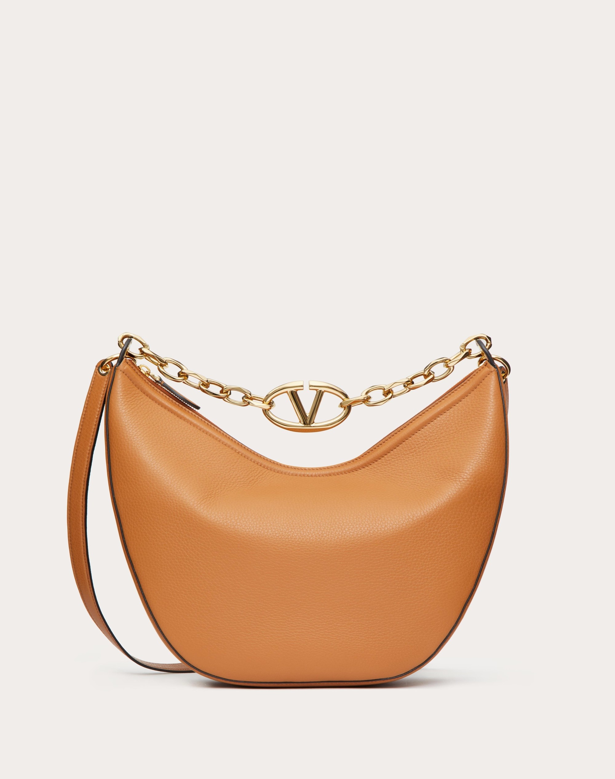 VLOGO MOON MEDIUM GRAINY CALFSKIN HOBO BAG WITH CHAIN - 1