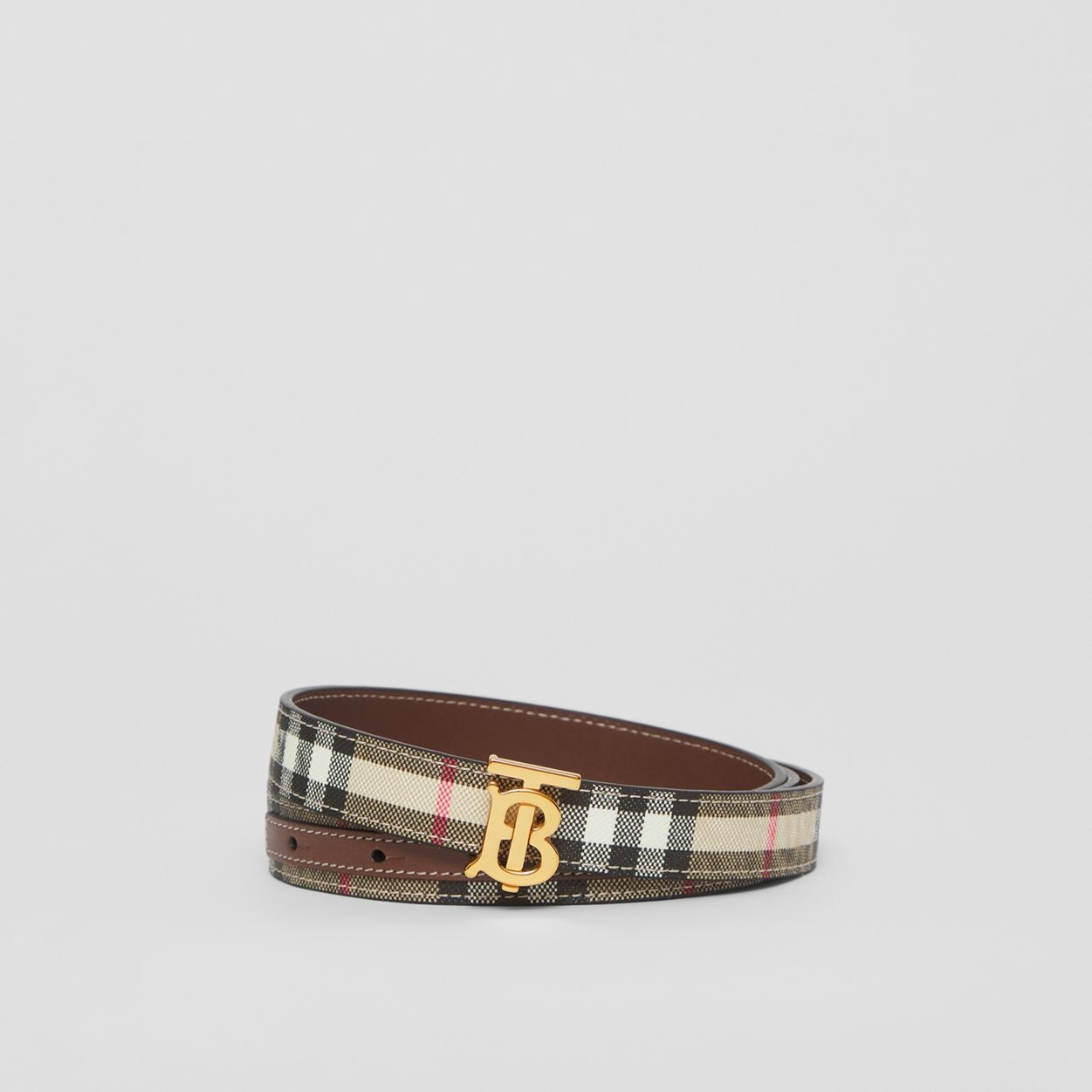 Reversible Vintage Check and Leather Belt - 1