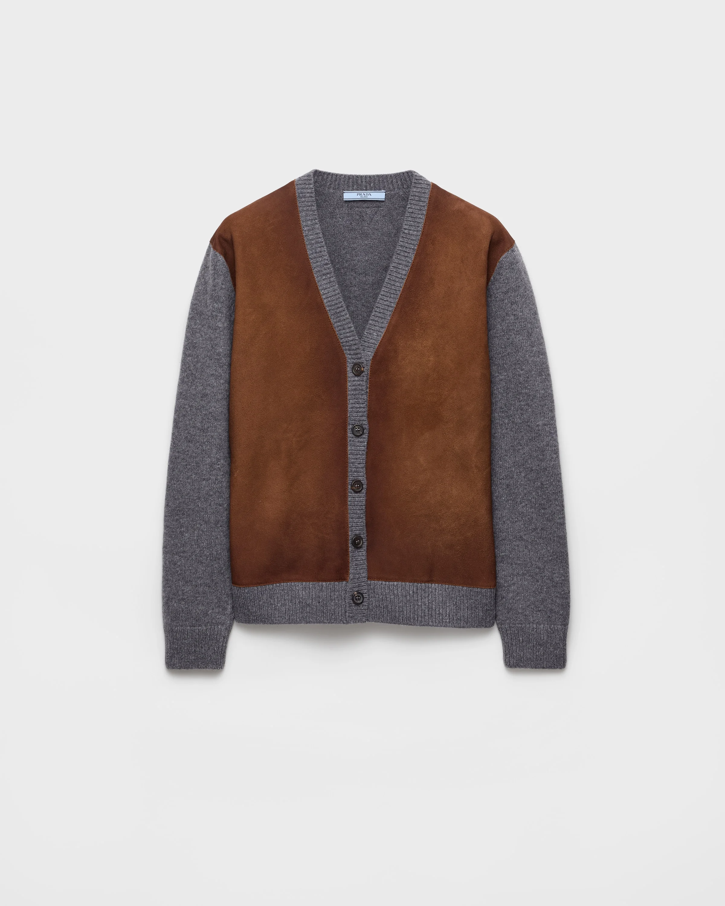 Wool and suede cardigan - 1