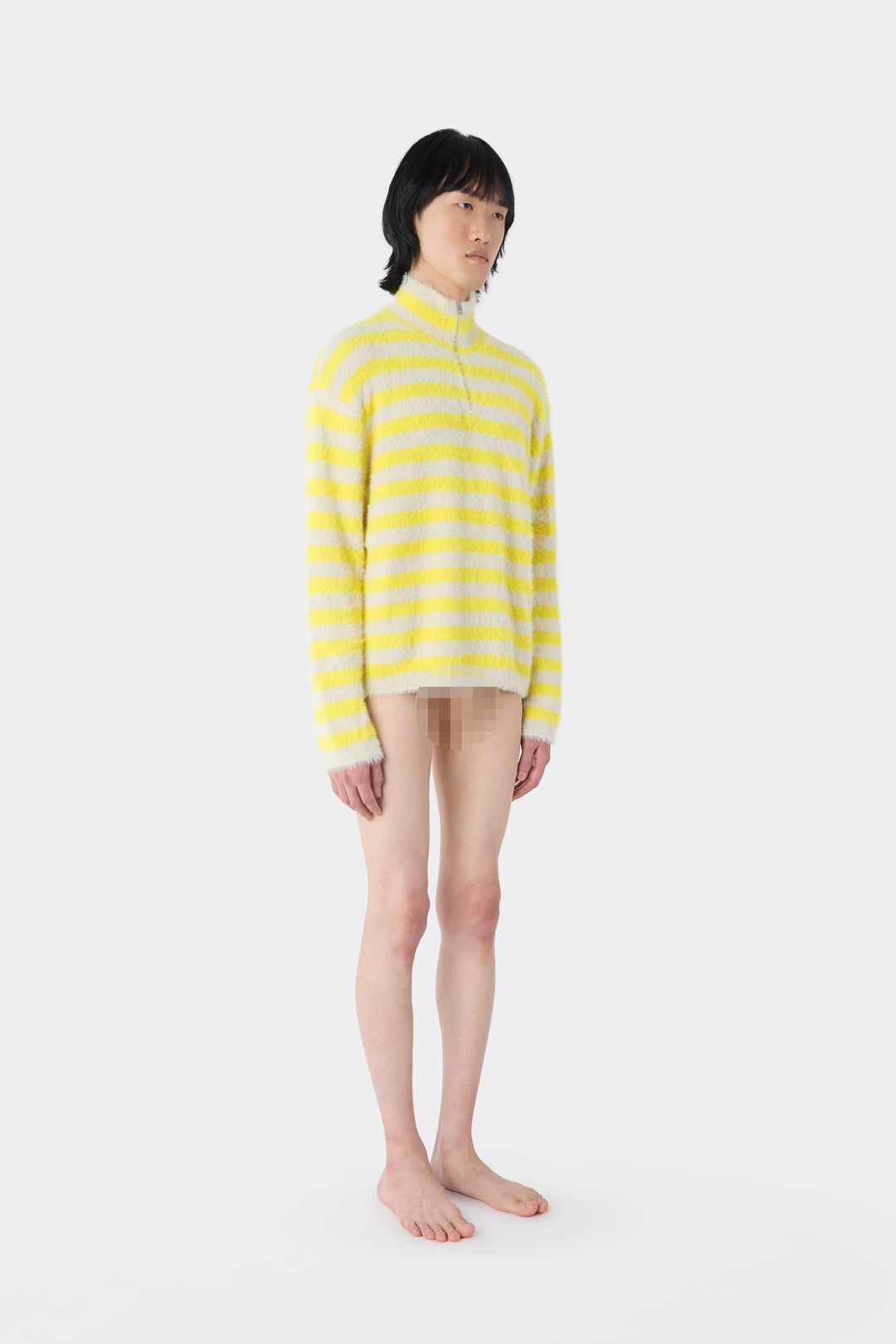 STREGATTO HIGH NECK LONG SLEEVE / beige & yellow stripes - 2