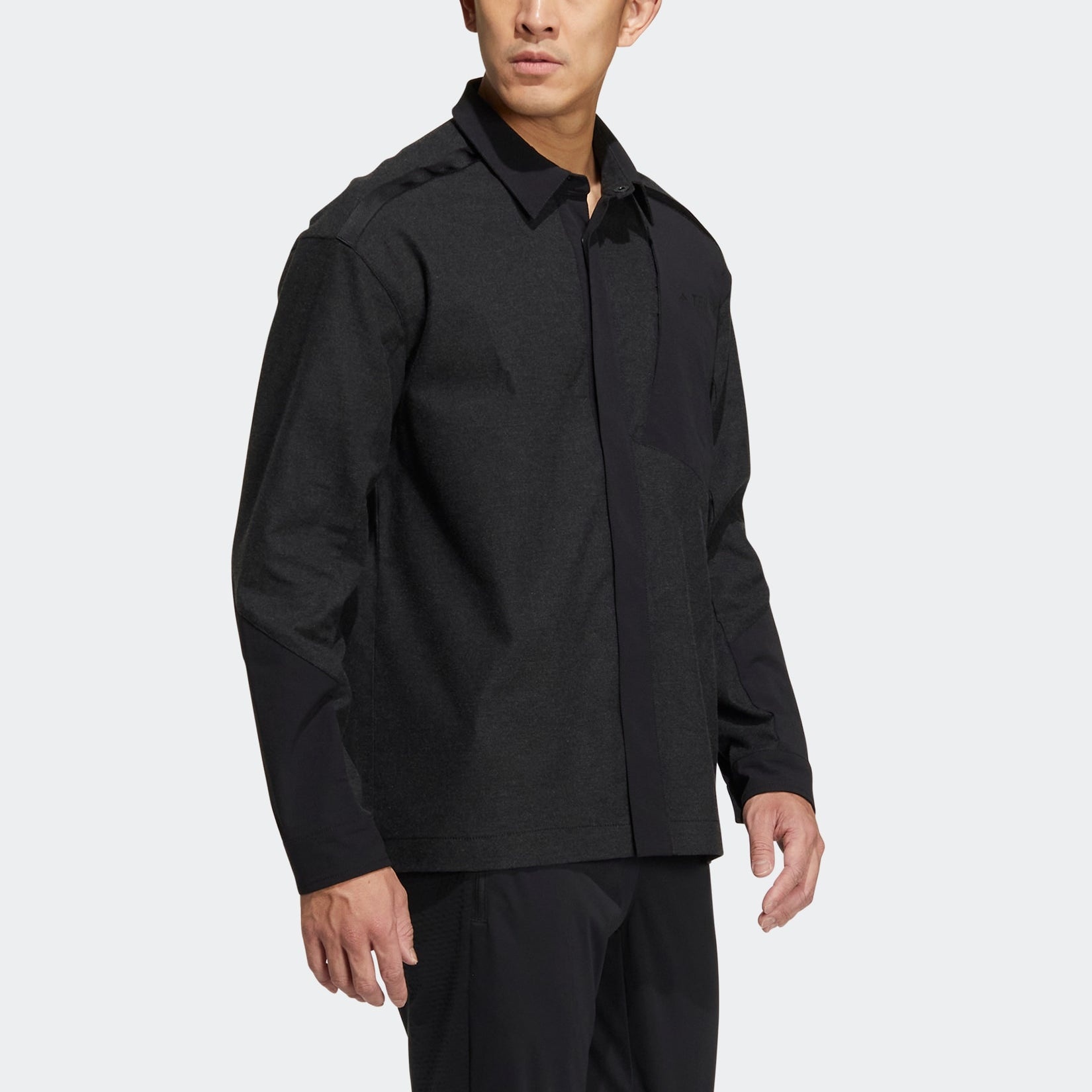 Men's adidas Terrex Voyg Ls s Solid Color Chest Zipper Pocket Detail Long Sleeves Black Shirt HN2038 - 4